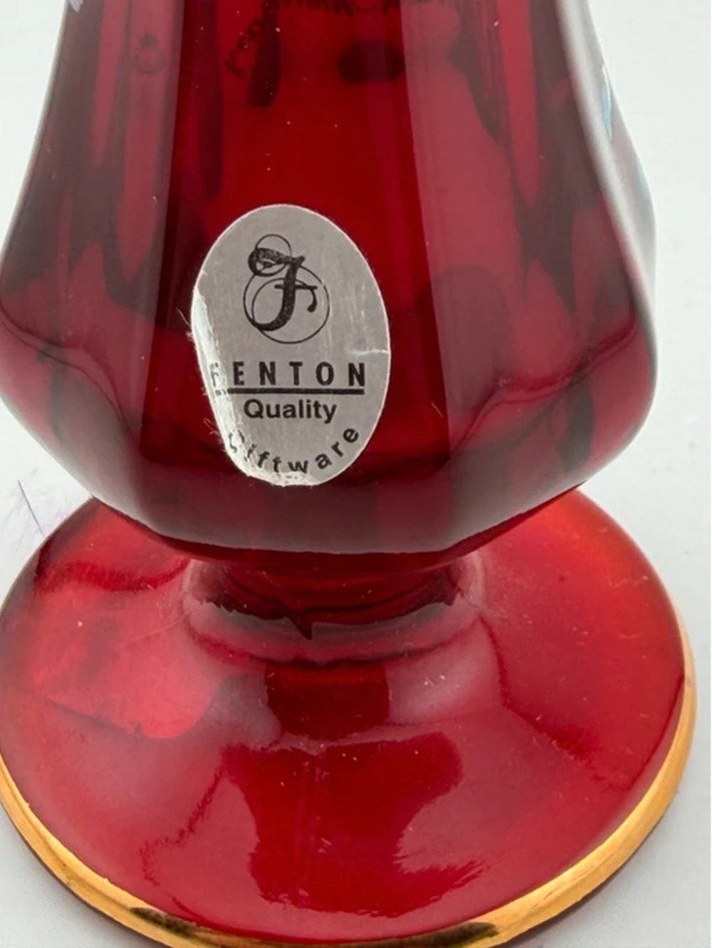 Fenton Ruby Red 40th Anniversary Hand Painted Bud Vase Signed J. Powell